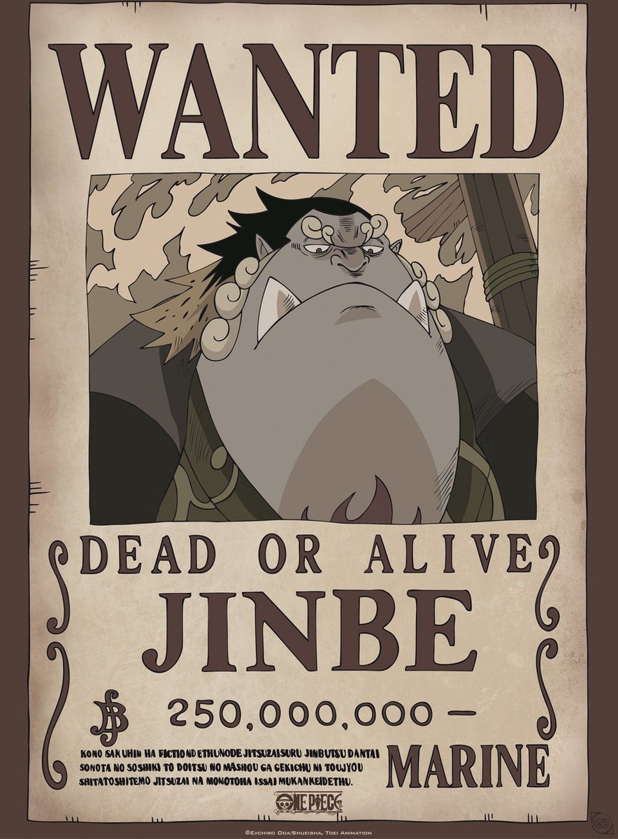 Poster One Piece Wanted Jinbe 38x52cm
