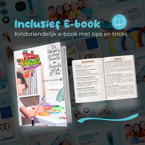 Fits4Kids® 3D Pen Starterspakket XXL - 140m Filament Vullingen - Inclusief E-Book - Opbergkoffer - Tekenmat - Tekenboek - Knutselen - Drawer - Blauw
