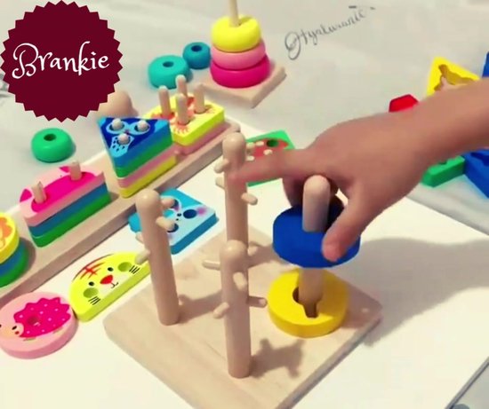 Jouet en Bois, Jeux Montessori Enfant Animaux Bloc Empiler