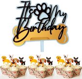 Cupcake en taart toppers It's My Birthday - hond - taart - cupcake - topper - huisdier - verjaardag