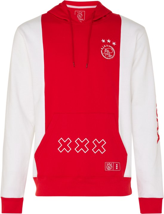 Ajax-hooded sweater wit/rood/wit logo kruizen S