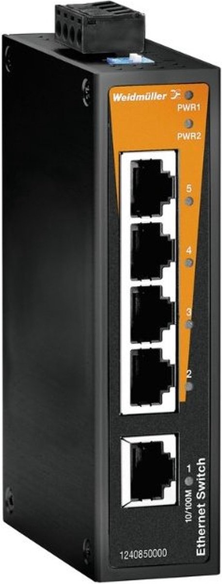 Weidmüller IE-SW-BL05T-5TX Unmanaged Fast Ethernet (10/100) Zwart, Oranje
