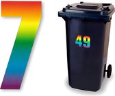 Huisnummer kliko sticker - Nummer 7 - Regenboog - container sticker - afvalbak nummer - vuilnisbak - brievenbus - CoverArt