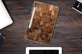 Silicone Tablet Hoes geschikt voor Samsung Galaxy Tab S7FE Wooden Cubes