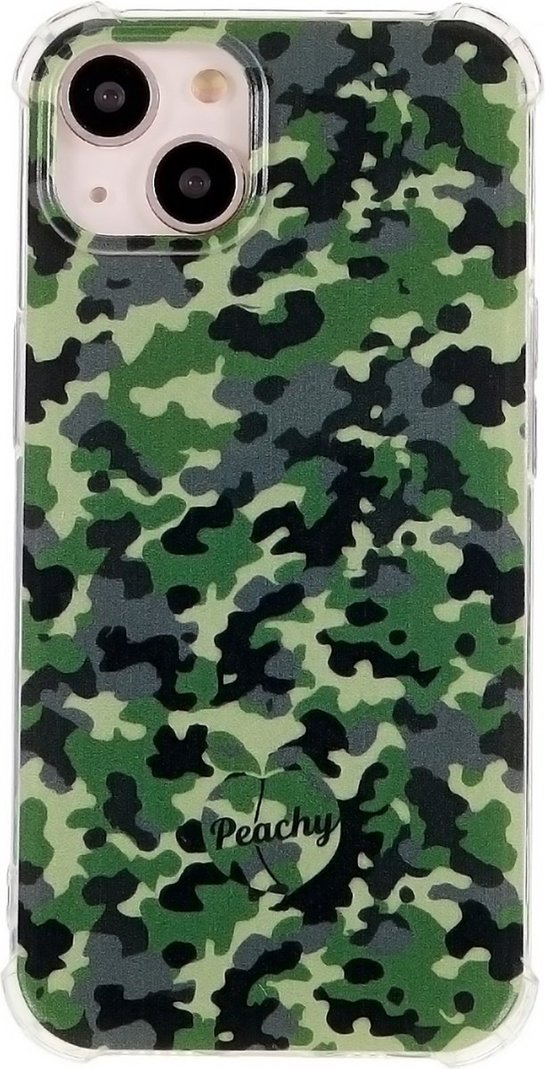 Peachy Leger Camouflage Survivor TPU hoesje geschikt voor iPhone 13 - Army Groen