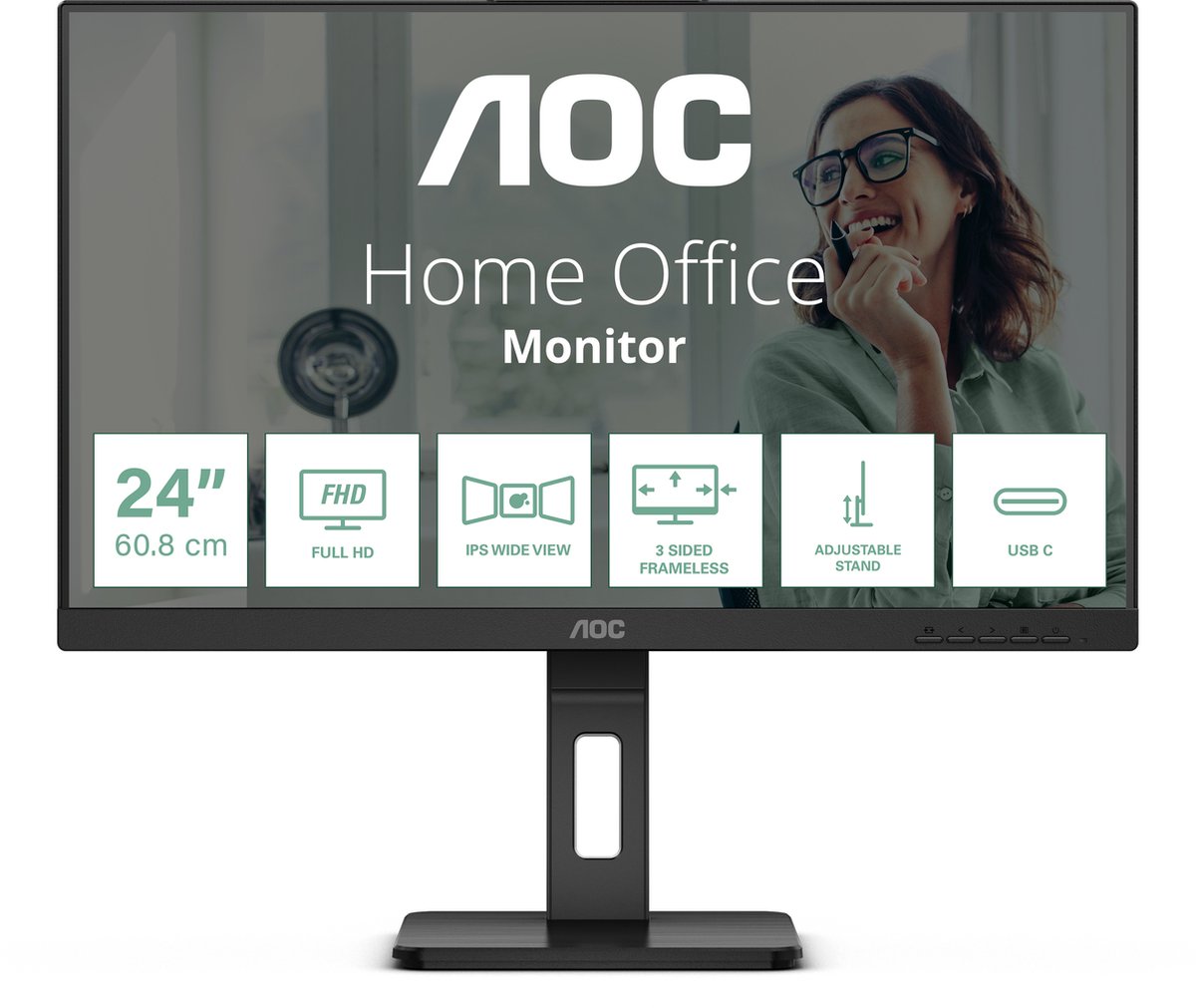 AOC 24P3CV - Full HD USB C Docking Monitor - RJ45 - 24 inch - AOC