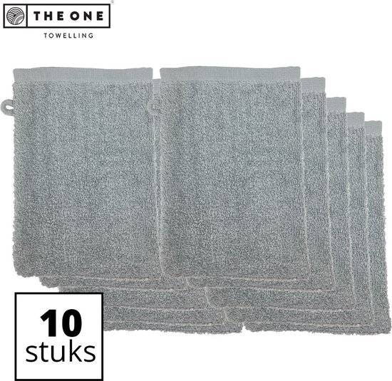 The One Towelling Washandjes - 16 x 21 cm - 10 Stuks - Washanden - Voordeelverpakking - 100% Katoen - Lichtgrijs