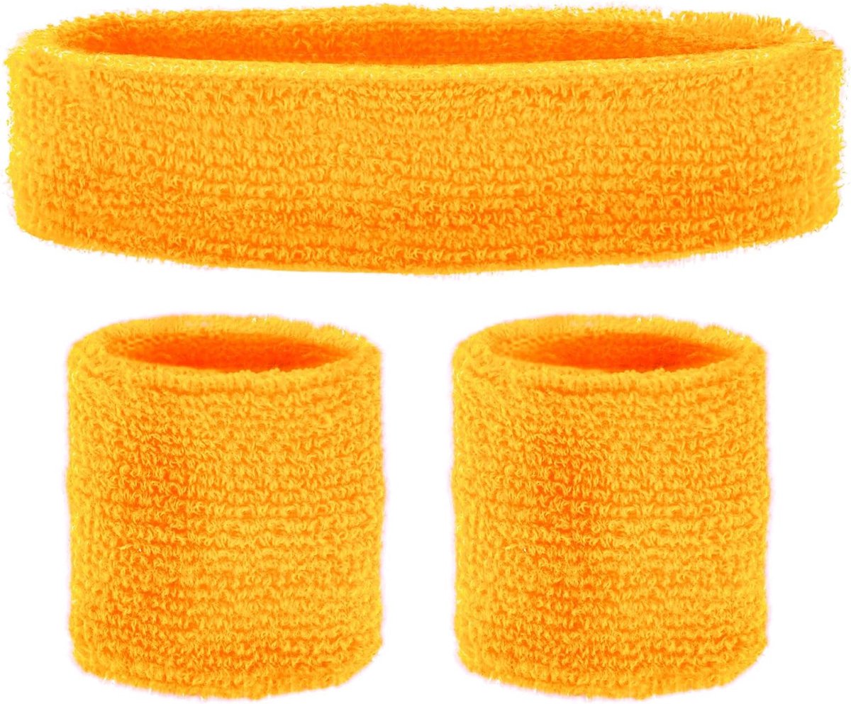 Zweetbandjes, 3-delige set, hoofdband en 2 polsbandjes, sport, accessoires, jaren 80, trainingspak, carnaval, themafeest