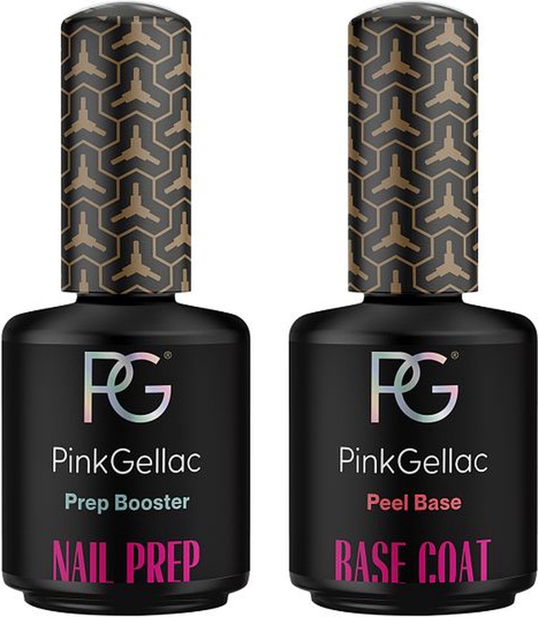 Pink Gellac Peel Off Base Coat Gellak 15ml & Prep Booster 15ml - Gel Nagellak en Nail Prep voor Gelnagels - Peel off Gel Lak - Transparant