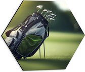 Dibond Hexagon - Golf - Tas - Clubs - Gras - Sport - 30x26.1 cm Foto op Hexagon (Met Ophangsysteem)