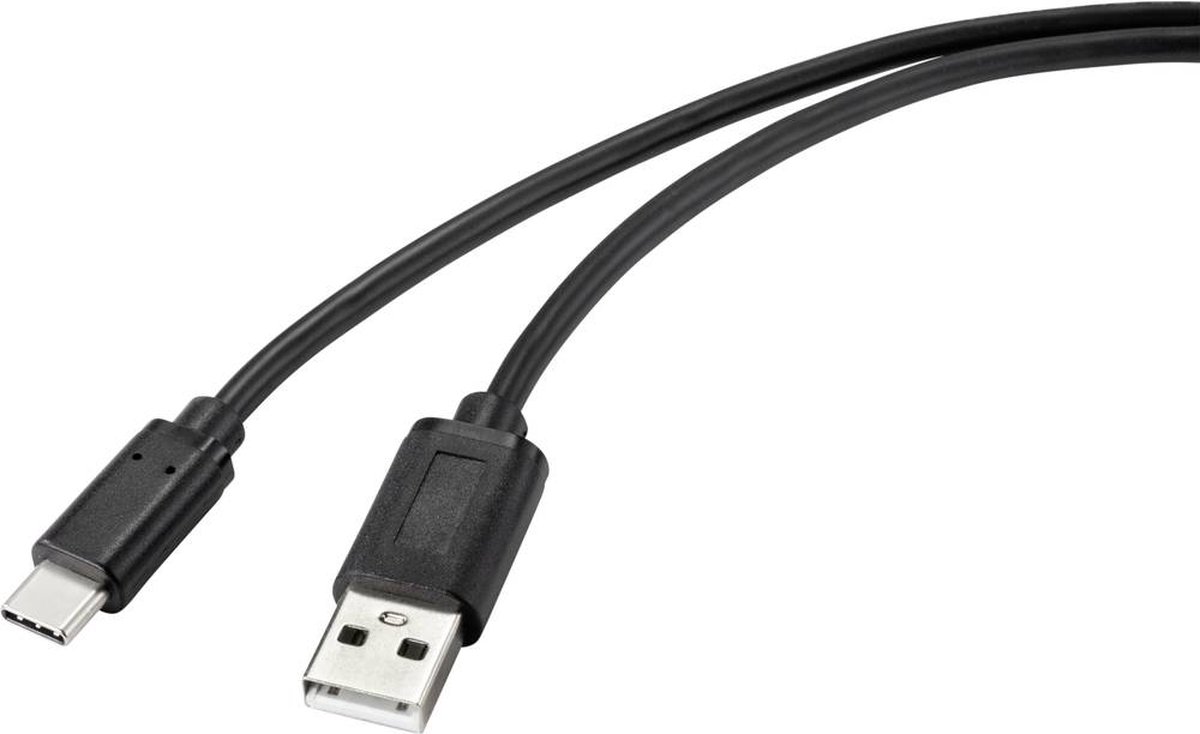 Renkforce RF-4695144 USB-kabel USB 2.0 USB-C stekker, USB-A stekker 2.00 m Zwart Met anti-microbacterieel oppervlak