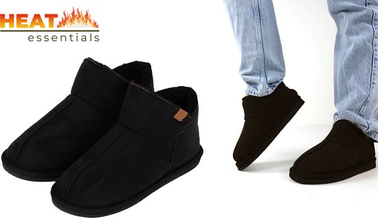 Foto: Heat essentials pantoffels heren zwart 45 46 heren pantoffels sloffen heren ook als dames pantoffels beschikbaar