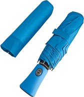 Paraplu zakparaplu voor dames met op- en af automatisch - regenscherm groot stormbestendig - mini paraplu compact licht voor regenbescherming - paraplu effen stil - diameter 100 cm Lichtblauw