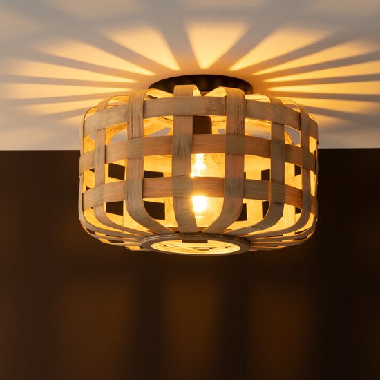 Brilliant Woodline - Plafondlamp - E27 max 1x60W - Natuur/Zwart