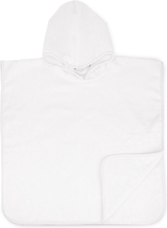 Poncho bébé en éponge The One - 55 x 55 cm - Cape de bain - Coton peigné - Taille unique - Blanc