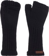 Knit Factory Cleo Gebreide Dames Vingerloze Handschoenen - Handschoenen voor in de herfst & winter - Zwarte handschoenen - Polswarmers - Zwart - One Size