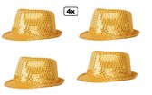 4x Party hoed glitter paillet goud