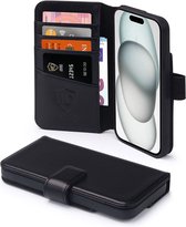 iPhone 15 Hoesje - Luxe MobyDefend Wallet Bookcase - Zwart - GSM Hoesje - Telefoonhoesje Geschikt Voor iPhone 15