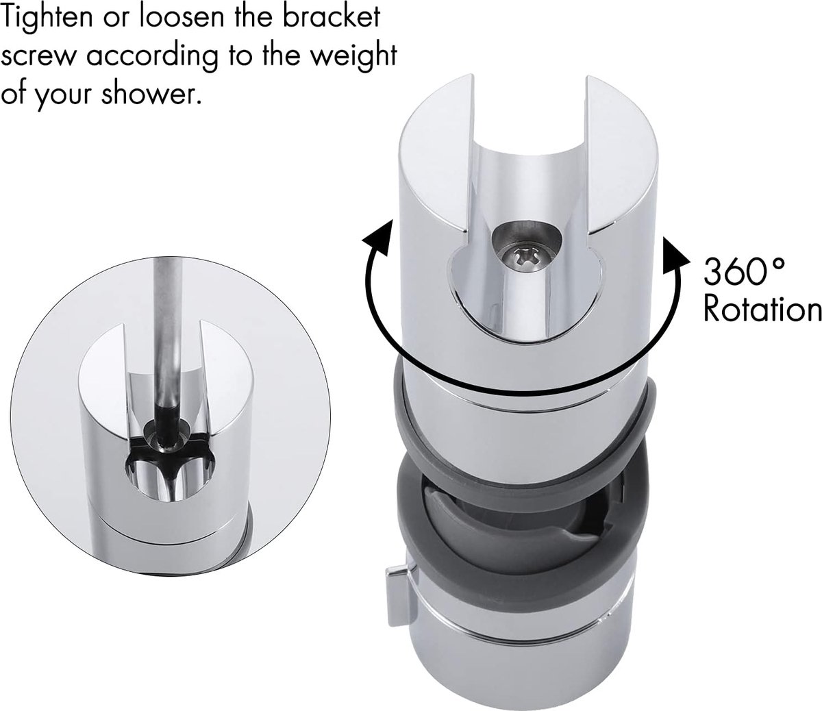 Support de pomme de douche réglable 18-25mm, rotation à 360