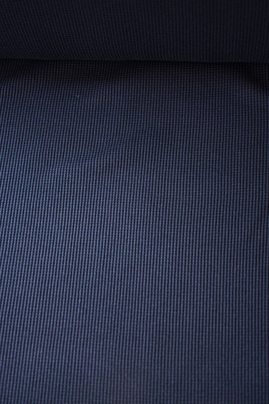 Wafelkatoen tricot uni donkerblauw 1 meter - modestoffen voor naaien - stoffen