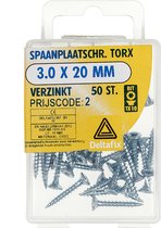 Deltafix spaanplaatschroef platkop / torx / met nibs / type 17 snijpunt verzinkt 3.0 x 20 mm 50 stuks