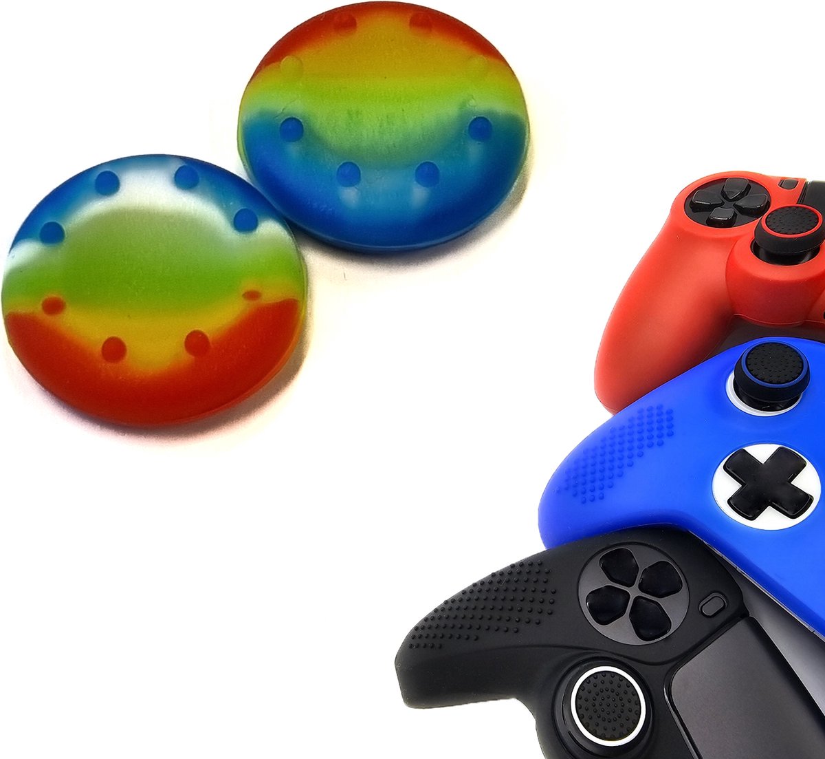 Gadgetpoint | Gaming Thumbgrips | Performance Antislip Thumbsticks | Joystick Cap Thumb Grips | Thumbgrips 8 stippen - Rainbow | Accessoires geschikt voor Playstation PS4 PS5 & Xbox & Nintendo Pro Controller
