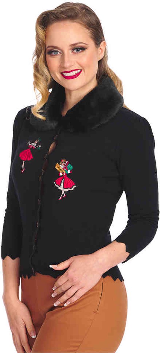 Banned - Vintage Christmas Holiday Cardigan - L - Zwart