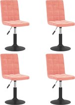 vidaXL Chaises de Chaises de salle à manger pivotantes 4 pièces Velours Rose