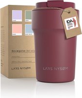 LARS NYSØM - 'Bevægelse' Thermos Coffee Mug-to-go 380ml - BPA-vrij met Isolatie - Lekvrije Roestvrijstalen Thermosbeker - Berry