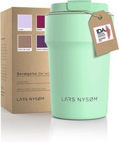 LARS NYSØM - 'Bevægelse' Thermos Coffee Mug-to-go 380ml - BPA-vrij met Isolatie - Lekvrije Roestvrijstalen Thermosbeker - Mint