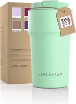 LARS NYSØM - 'Bevægelse' Thermos Coffee Mug-to-go 500ml - BPA-vrij met Isolatie - Lekvrije Roestvrijstalen Thermosbeker - Mint
