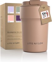 LARS NYSØM - 'Bevægelse' Thermos Coffee Mug-to-go 380ml - BPA-vrij met Isolatie - Lekvrije Roestvrijstalen Thermosbeker - Café au Lait