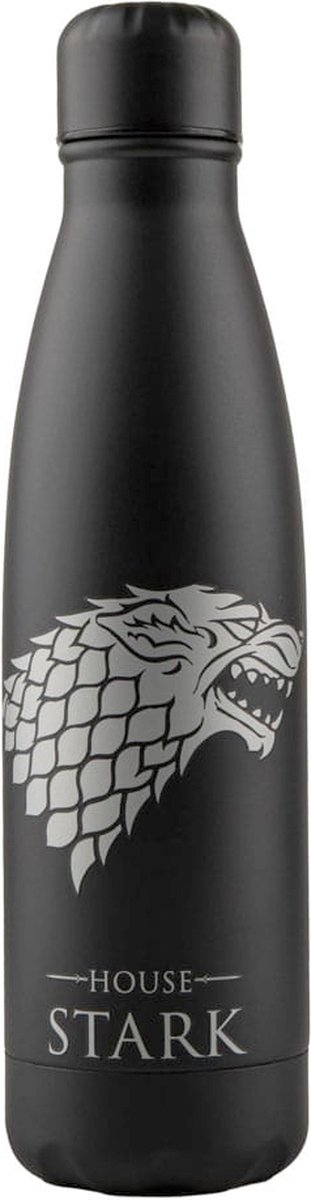 Cinereplicas Game Of Thrones - Game of Thrones Thermo House Stark Waterfles - Zwart