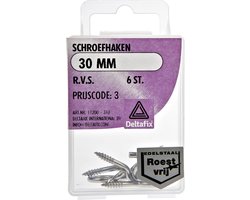 Deltafix schroefhaak r.v.s. a2 30 mm 6 st.