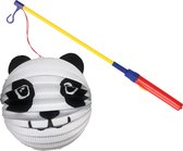 Lanterne boule panda - blanc - H20 cm - papier - avec bâton lanterne - 43 cm