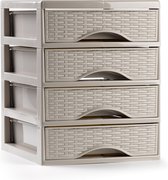 Plasticforte Caisson à tiroirs/organiseur de bureau avec 4x tiroirs - beige - L18 x L21 x H23 cm