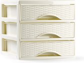 Plasticforte Caisson à tiroirs/organiseur de bureau avec 3x tiroirs - blanc crème - L18 x L23 x H17 cm