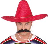 Guirca Mexicaanse Sombrero hoed voor heren - carnaval/verkleed accessoires - rood