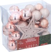 Christmas Gifst Kerstballen Set Roze - 40 Stuks Kunststof Kerstballen - Incl. Piek