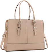Women's Handbag, Large Waterproof Shopper Bag, Leather Bag for 15.6 Inch Laptop for Office, Work, Business, School, khaki