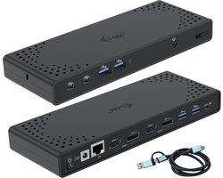 i-Tec – Universeel USB-C Docking Station met 2 x HDMI – 2 x Displayport – Ethernet – 4 x USB-A – 2 x USB-C – Audio In/Uit – 65W/100W opladen – Geschikt voor alle type Laptops en MacBooks