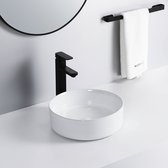 BORELLI - Lavabo Rina en Blanc Brillant - 36,5 cm - Lavabo - Rond - Revêtement Nano - Résistant aux Rayures - Durable - Design à la Mode