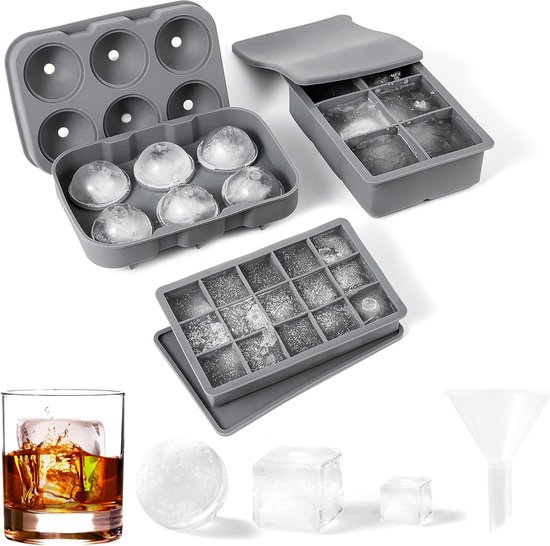FDDBI Transparante ijsblokjesvorm voor whisky: machine met 5 cm grote vierkante siliconen schaal voor Bourbon Old
