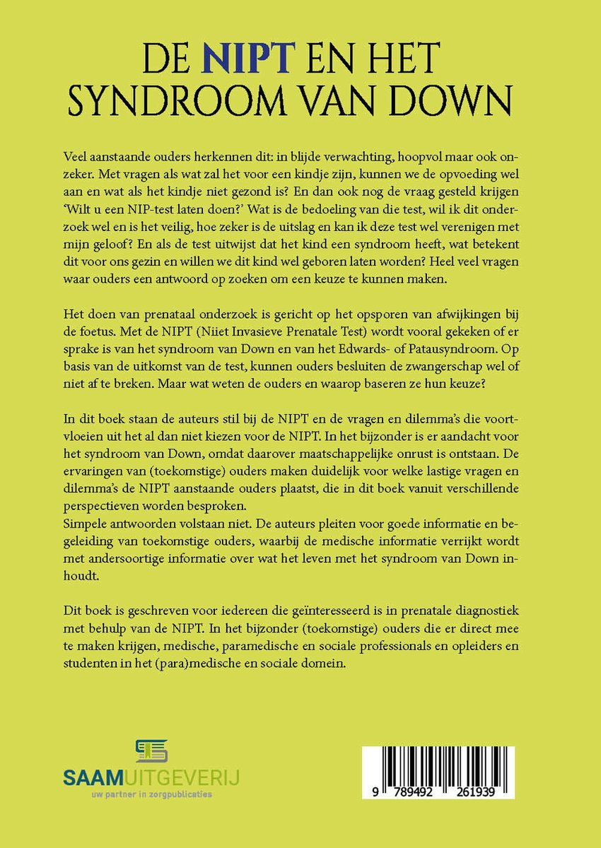 De NIPT en het syndroom van Down - back cover