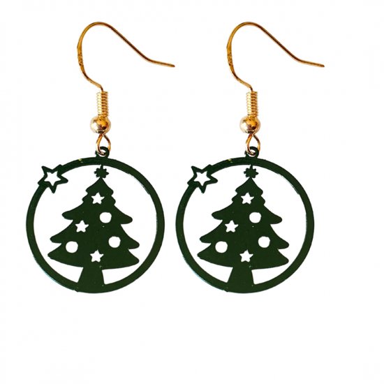 Zilveren -oorbellen -kerstboom -donkergroen- Charme Bijoux