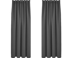 Elegante Grijze Geplooide Verduisteringsgordijn Panelen 117x138 cm - Ideaal voor Slaap- en Woonruimtes - Set van 2, Lichtblokkerende Gordijn