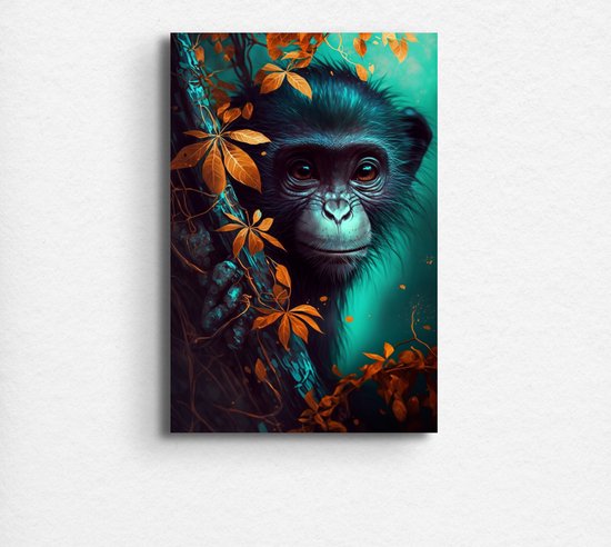 Muurdecoratie kinderkamer - Poster dieren - Kinderkamer muurdecoratie - poster kinderkamer - aap - chimpansee poster - 60 x 90 cm