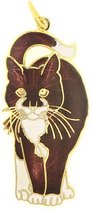 Behave Hanger poes kat bruin paars emaille 4,5 cm