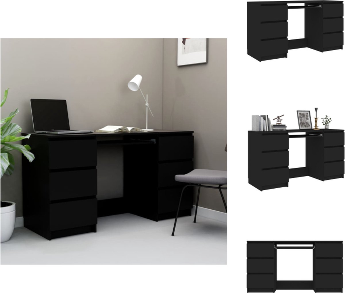 vidaXL Schrijftafel - Computerbureau - 140 x 50 x 77 cm - Zwart - Hoogwaardig bewerkt hout - Bureau