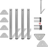 vidaXL Tafelpoten - Set van 4 - Geborsteld nikkel - 60 x 710 mm - Verstelbare schroef - Tafelonderdeel
